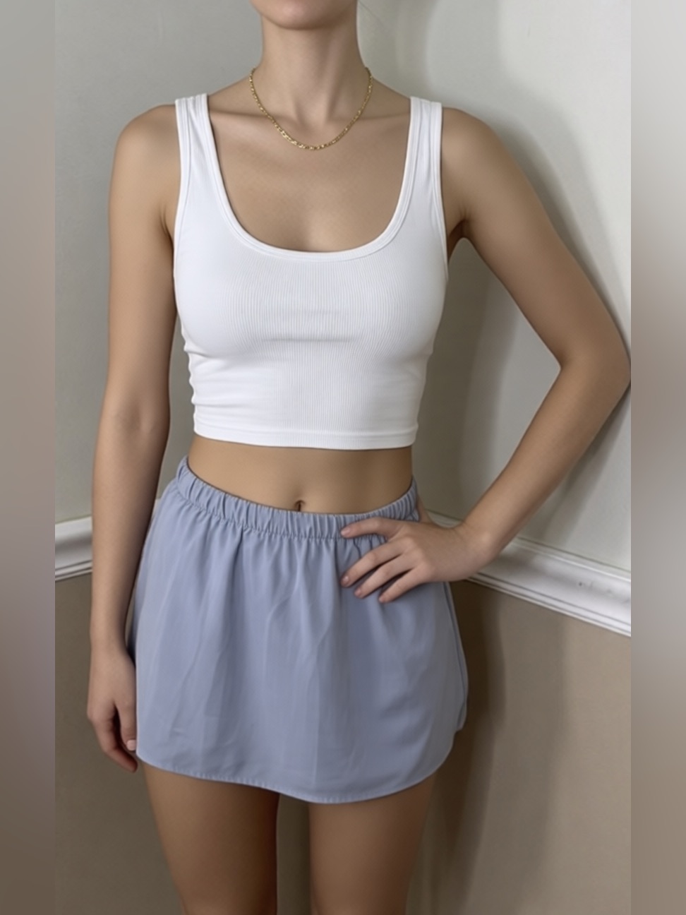 5 For $20! Nwt Brandy Melville Light Blue Elastic Waist Mini Skirt